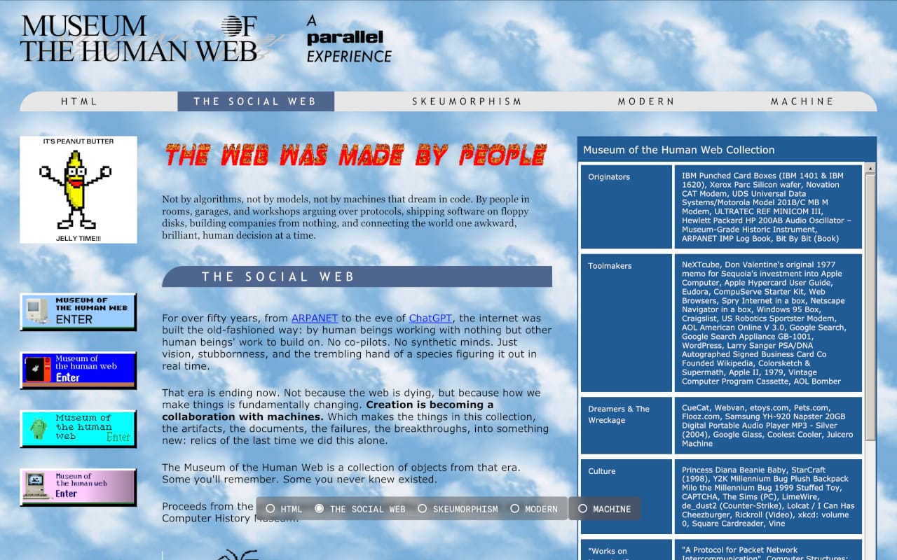 The Museum of the Human Web, "social web" version