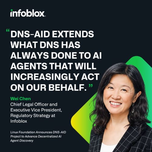Wei Chen quote on DNS-AID; image via Infoblox.