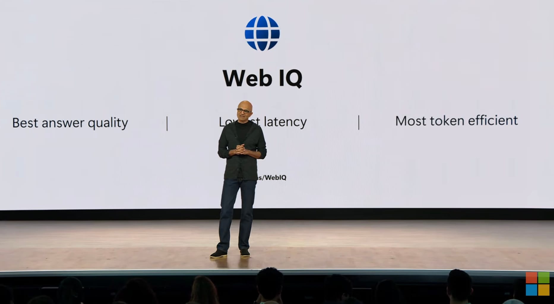 Microsoft CEO Satya Nadella introducing Web IQ